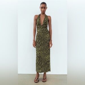 Zara zebra green dress